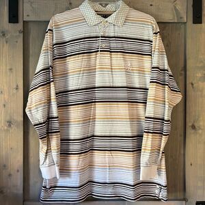 VTG 90s Def Jam University Shirt Men's XL Long Sleeve Polo Rugby Brown Stripe